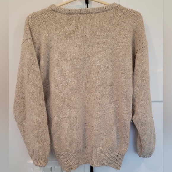 UNO & UNA Vintage Sweater Tan Silk Angora Wool Leather & Pearl Detail Si… - Picture 2 of 4